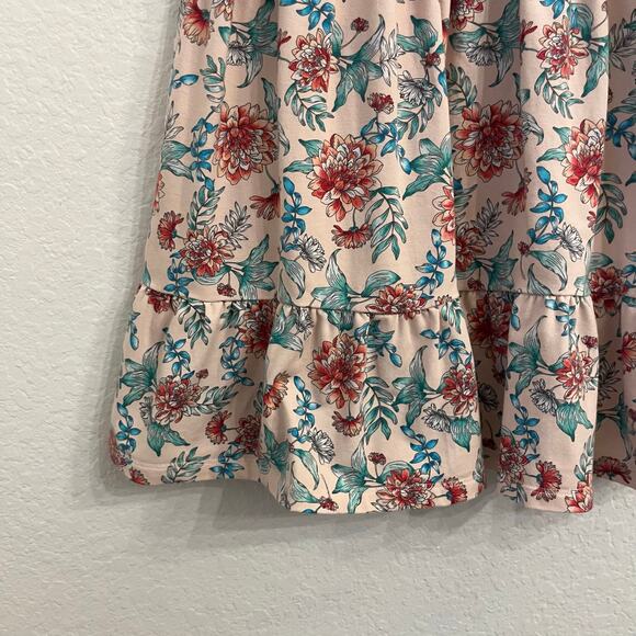 Janie and Jack Sleeveless Dress Girls 8 Pink Floral Skater Ruffle Jersey Stretch - Picture 6 of 12